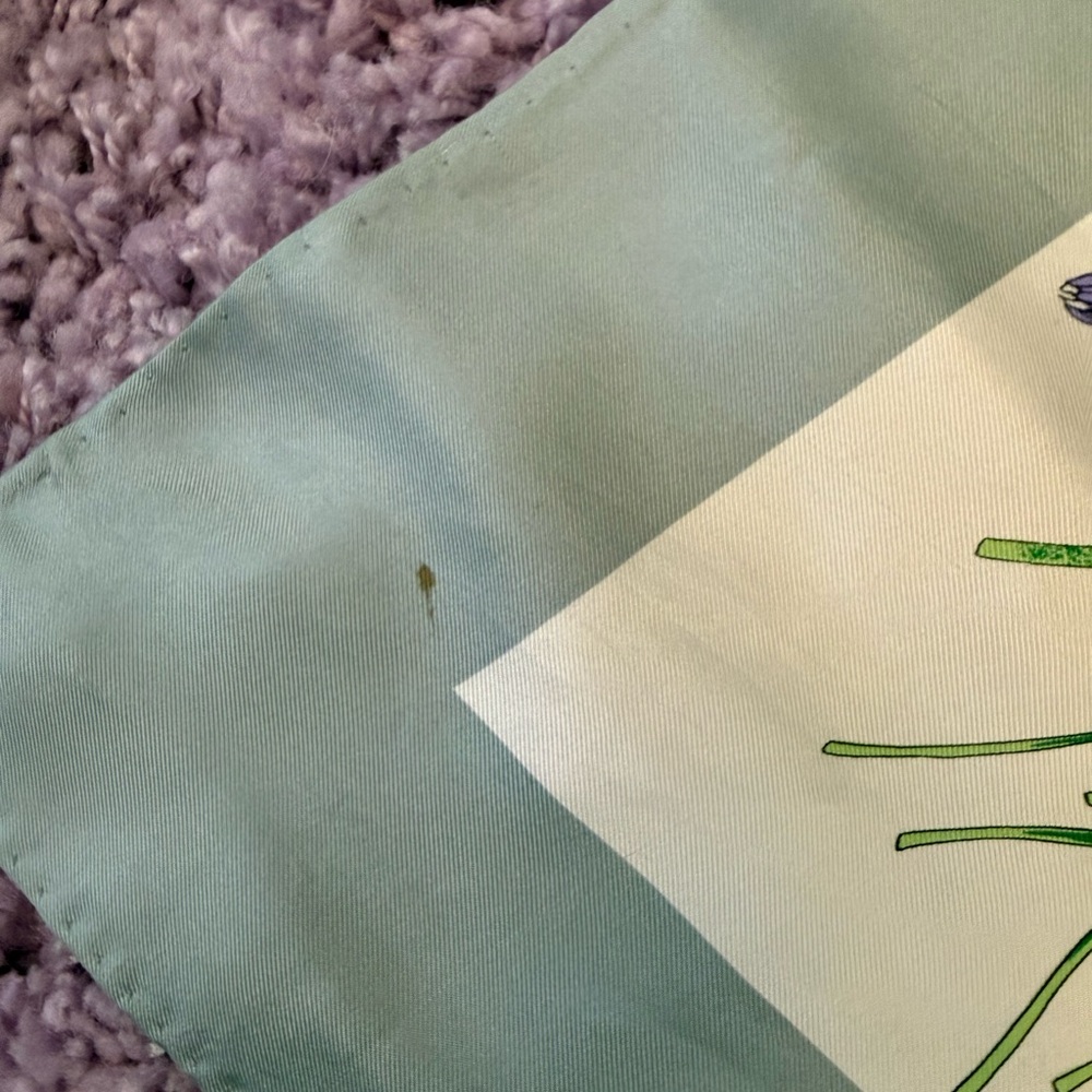 Floral Silk Scarf with Green Border - Picture 4 of 5